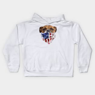 Patriot English Bulldog In Usa America Bandana Dog Kids Hoodie